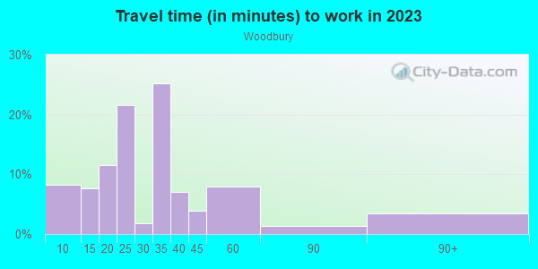 Commute time to work in Woodbury in Irvine neighborhood in CA