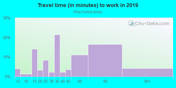 Commute time to work in Pine Forest Acres in Georgetown neighborhood in CA