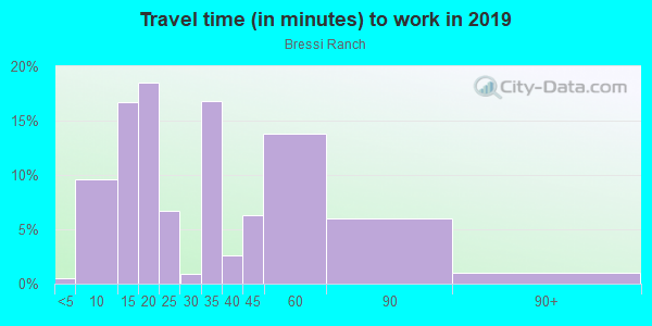 Commute time to work in Bressi Ranch in Carlsbad neighborhood in CA