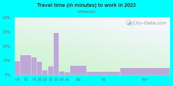 Commute time to work in Whitewood in Steamboat Springs neighborhood in CO