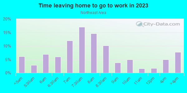 Time Leaving Home for Work in Northeast Area in Grand Junction neighborhood in CO