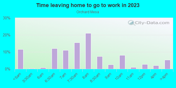 Time Leaving Home for Work in Orchard Mesa in Grand Junction neighborhood in CO