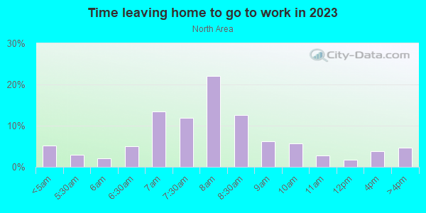 Time Leaving Home for Work in North Area in Grand Junction neighborhood in CO