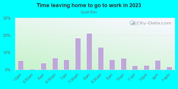 Time Leaving Home for Work in Quail Run in Grand Junction neighborhood in CO