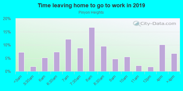 Time Leaving Home for Work in Pinyon Heights in Grand Junction neighborhood in CO