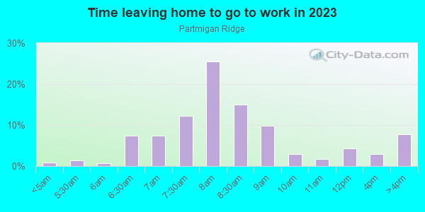 Time Leaving Home for Work in Partmigan Ridge in Grand Junction neighborhood in CO
