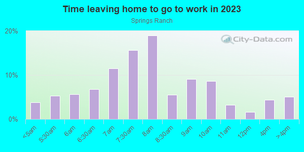 Time Leaving Home for Work in Springs Ranch in Colorado Springs neighborhood in CO