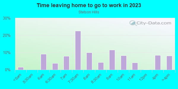 Time Leaving Home for Work in Stetson Hills in Colorado Springs neighborhood in CO