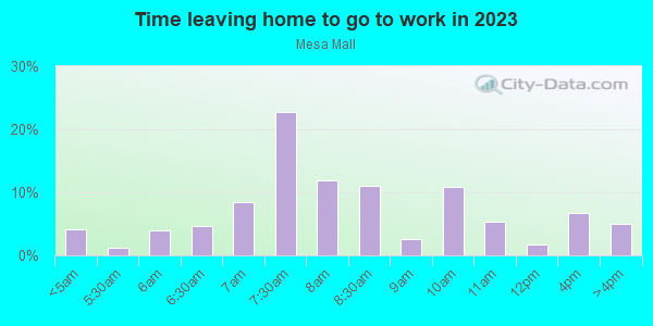 Time Leaving Home for Work in Mesa Mall in Grand Junction neighborhood in CO