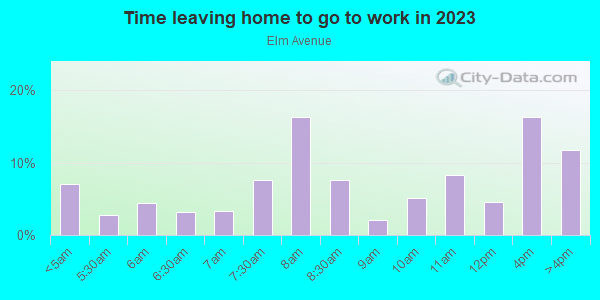 Time Leaving Home for Work in Elm Avenue in Grand Junction neighborhood in CO