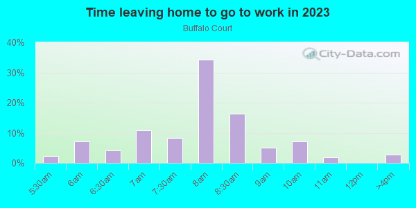 Time Leaving Home for Work in Buffalo Court in Grand Junction neighborhood in CO