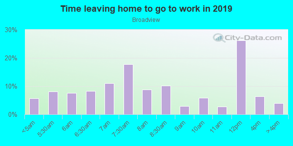 Time Leaving Home for Work in Broadview in Grand Junction neighborhood in CO