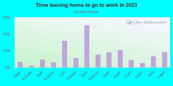 Time Leaving Home for Work in Arcadia Village in Grand Junction neighborhood in CO