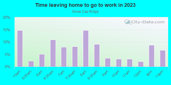 Time Leaving Home for Work in Snow Cap Ridge in Denver neighborhood in CO