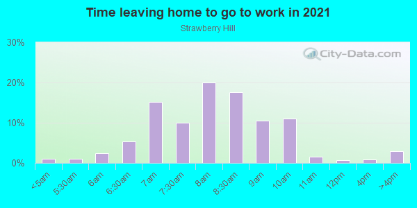 Time Leaving Home for Work in Strawberry Hill in Norwalk neighborhood in CT