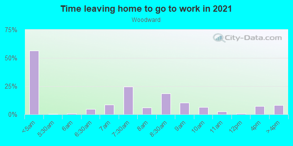 Time Leaving Home for Work in Woodward in Norwalk neighborhood in CT
