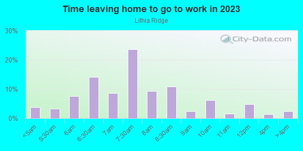 Time Leaving Home for Work in Lithia Ridge in Valrico neighborhood in FL