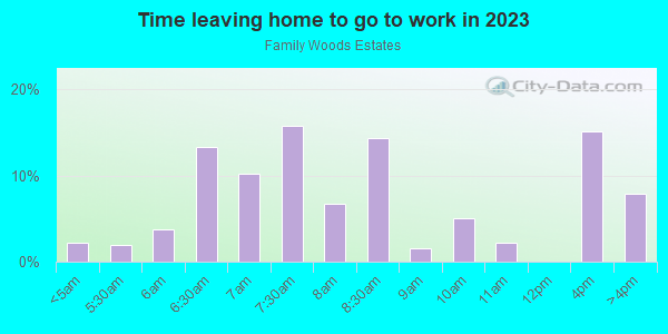Time Leaving Home for Work in Family Woods Estates in Lutz neighborhood in FL