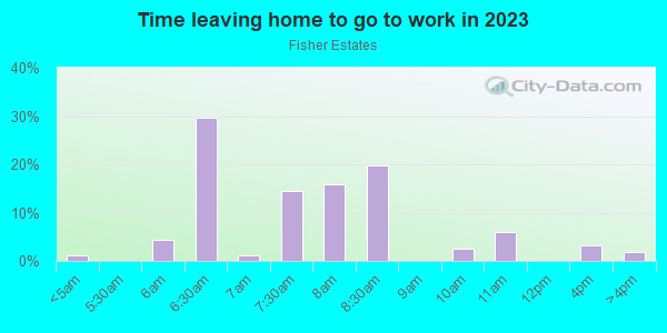 Time Leaving Home for Work in Fisher Estates in Tampa neighborhood in FL