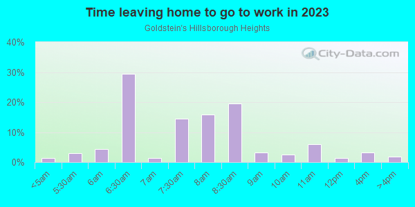 Time Leaving Home for Work in Goldstein's Hillsborough Heights in Tampa neighborhood in FL