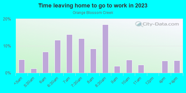 Time Leaving Home for Work in Orange Blossom Creek in Lutz neighborhood in FL