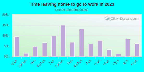 Time Leaving Home for Work in Orange Blossom Estates in Lutz neighborhood in FL