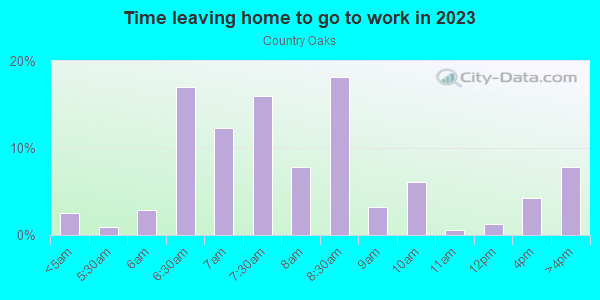 Time Leaving Home for Work in Country Oaks in Lutz neighborhood in FL