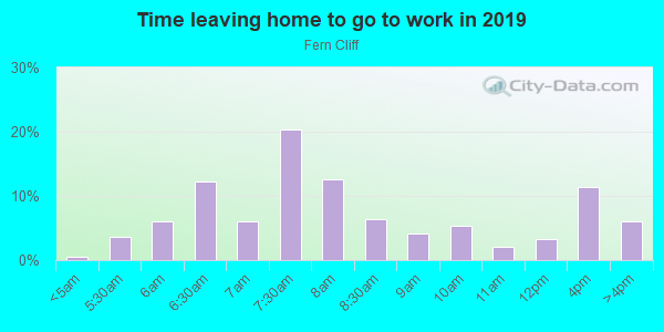 Time Leaving Home for Work in Fern Cliff in Tampa neighborhood in FL