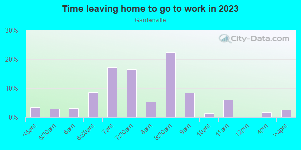 Time Leaving Home for Work in Gardenville in Tampa neighborhood in FL