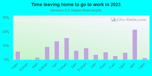 Time Leaving Home for Work in Hamner's W E Skipper Road Heights in Lutz neighborhood in FL