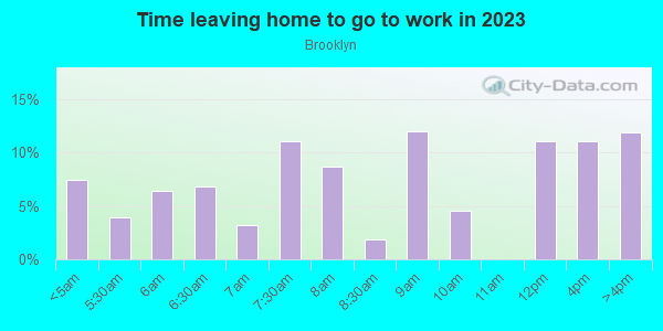 Time Leaving Home for Work in Brooklyn in Jacksonville neighborhood in FL