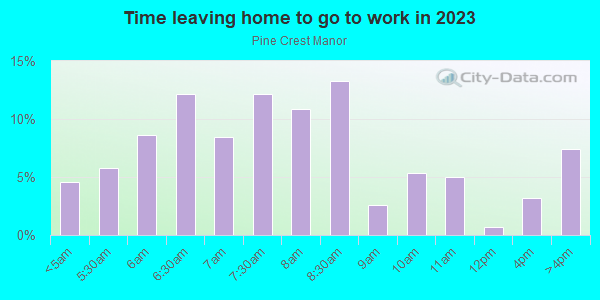 Time Leaving Home for Work in Pine Crest Manor in Tampa neighborhood in FL