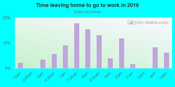 Time Leaving Home for Work in Tudor Cay Condo in Tampa neighborhood in FL