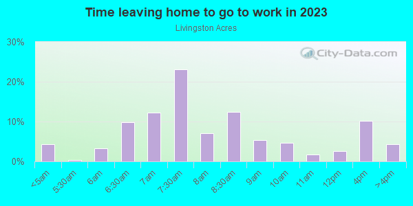Time Leaving Home for Work in Livingston Acres in Lutz neighborhood in FL