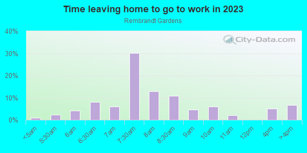 Time Leaving Home for Work in Rembrandt Gardens in Tampa neighborhood in FL