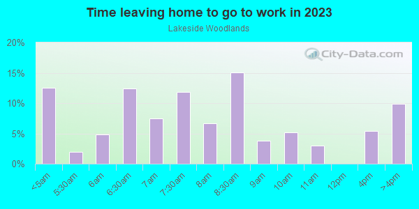 Time Leaving Home for Work in Lakeside Woodlands in Hudson neighborhood in FL