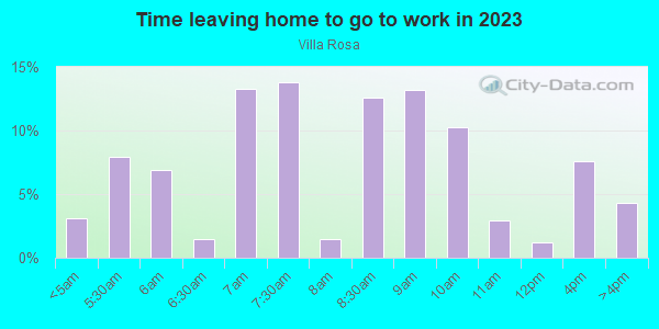 Time Leaving Home for Work in Villa Rosa in Lutz neighborhood in FL