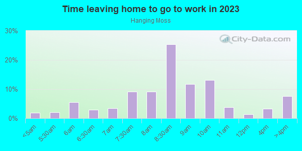 Time Leaving Home for Work in Hanging Moss in Orlando neighborhood in FL