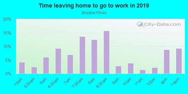 Time Leaving Home for Work in Shadow Pines in Orlando neighborhood in FL