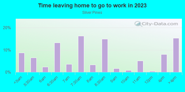 Time Leaving Home for Work in Silver Pines in Orlando neighborhood in FL