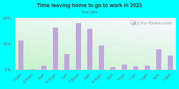 Time Leaving Home for Work in Tree Lane in Orlando neighborhood in FL