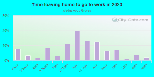 Time Leaving Home for Work in Wedgewood Groves in Orlando neighborhood in FL