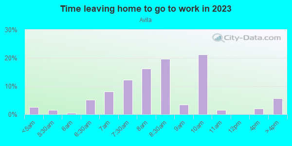 Time Leaving Home for Work in Avila in Tampa neighborhood in FL