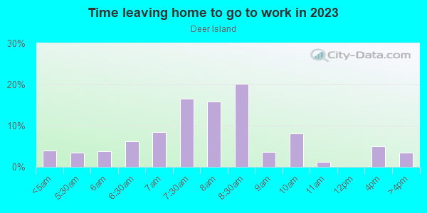 Time Leaving Home for Work in Deer Island in Tavares neighborhood in FL