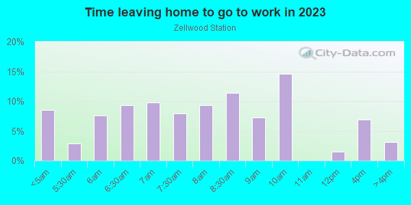 Time Leaving Home for Work in Zellwood Station in Zellwood neighborhood in FL