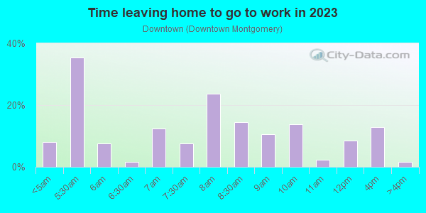Time Leaving Home for Work in Downtown in Montgomery neighborhood in AL