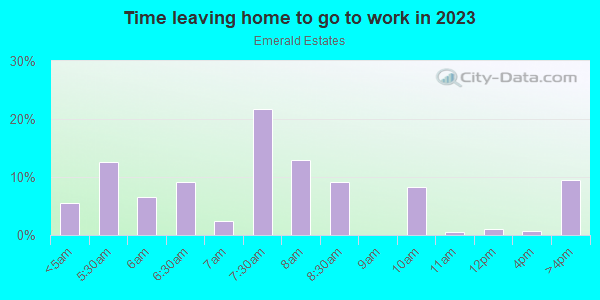 Time Leaving Home for Work in Emerald Estates in Vero Beach neighborhood in FL