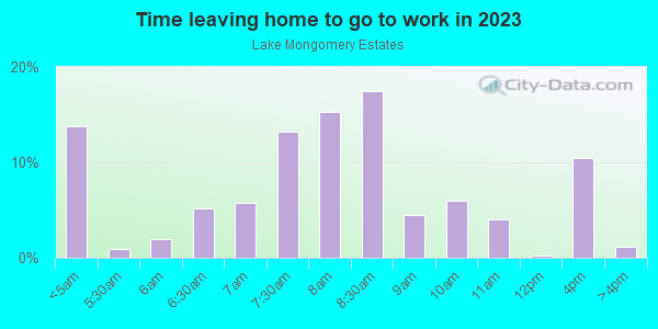 Time Leaving Home for Work in Lake Mongomery Estates in Clermont neighborhood in FL