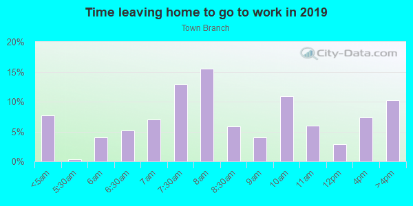 Time Leaving Home for Work in Town Branch in Fayetteville neighborhood in AR
