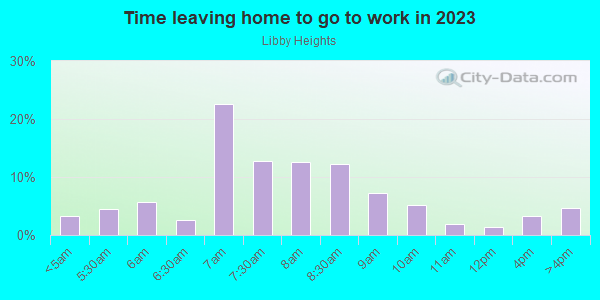 Time Leaving Home for Work in Libby Heights in Gainesville neighborhood in FL